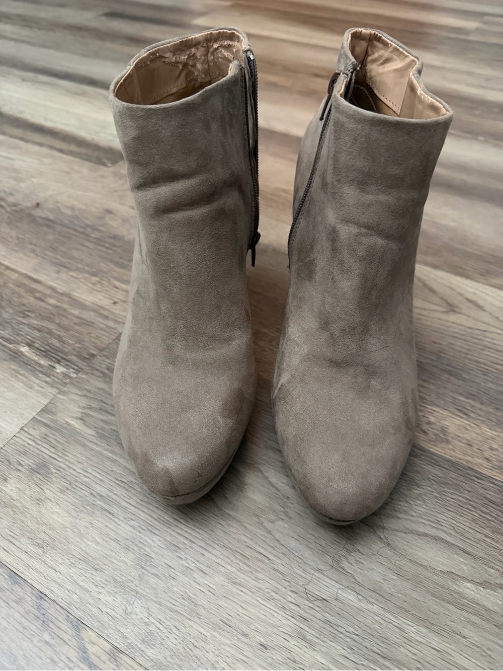 new directions Taupe Suede Ankle Booties